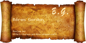 Béres Gordon névjegykártya